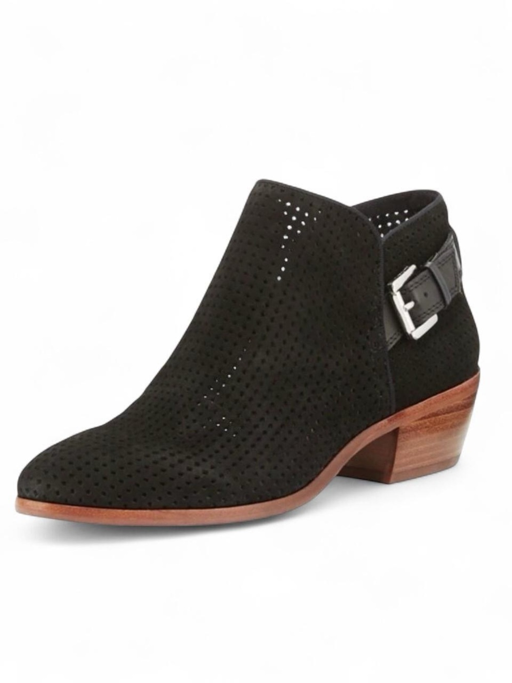 Sam Edelman Paula Perforated Black Suede Ankle Booties Women's Size 6.5 Fall